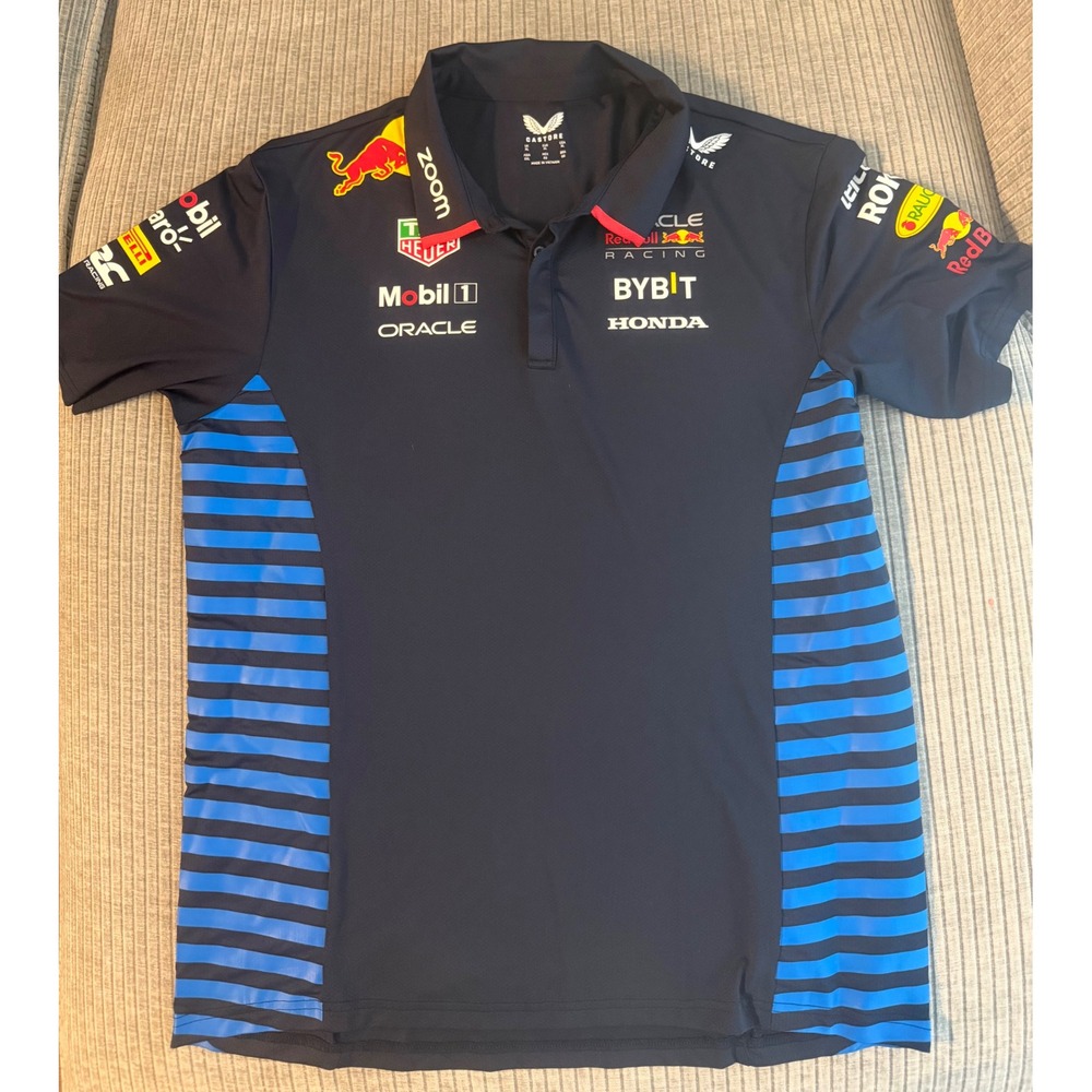 Castore Oracle Red Bull Racing F1 Team Polo Shirt Navy Blue Mens XL TM3346